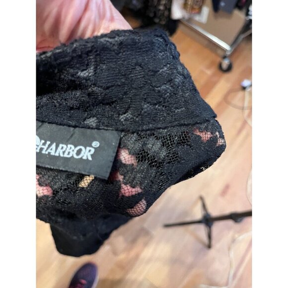 Sag Harbor Top Women M Black Floral Lace Mesh Sheer Neutral Minimalist Preppy - Picture 11 of 11